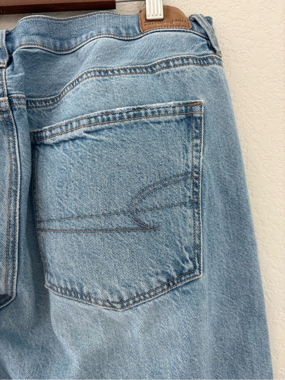American Eagle 90's Low Rise Straight Denim Jeans 16 Long Light Wash - Picture 10 of 11